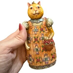 VTG Seymour Mann Cat‎ Ornament Carved Country Holiday Christmas Primitive